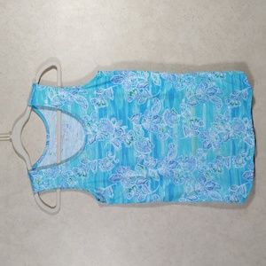 2/$10 05184 Belle by Kim Gravel aqua paisley & floral tank XXS NEW